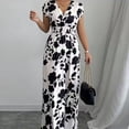 thumbnail image 5 of JoveMarine Summer Dresses for Women 2026 Floral - Print V-Neck Long Waist Cinching Flowy Maxi Dress with Elastic Back for Beach Resort,White L, 5 of 7