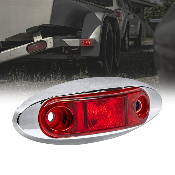 2.5" Red LED Trailer Side Marker Light Chrome Bezel DOT FMVSS 108 SAE P2Â