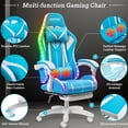 thumbnail image 5 of Hoffree Gaming Chair with Bluetooth Speakers and Footrest Massage Office Chair with LED Lights Ergonomic Game Chair High Back with Lumbar Support and Headrest Adjustable Swivel for Adults 300lb, 5 of 8