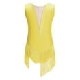 thumbnail image 2 of Aislor Kids Girls Sparkly Rhinestone Tassel Latin Skating Gymnastic Modern Jazz Ballroom Dance Leotard Yellow 10, 2 of 7
