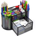 thumbnail image 1 of Desk Organiser, Mesh Desk Tidy & Pen Holder with 8 Compartments and 1 Drawer, Stationery Organisers, 1 of 4