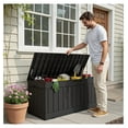 thumbnail image 6 of WDZS 78 Gallon Deck Box, Waterproof Resin Outdoor Storage Box for Outside and Patio, Outdoor Storage Bench Lockable for Patio Furniture, Garden Tools and Pool Supplies (Black, 78 Gallon), 6 of 7