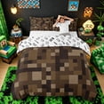 thumbnail image 3 of Meiyoeat Pixelated Miners Game Duvet Cover King, Rustic Mosaic Print King Bedding, Multi Brown Tones,3 Pieces,No Comforter, 3 of 6