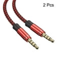 thumbnail image 3 of 2 Pack Aux Cable 3.5mm Male to Male Nylon Braided 10Ft 4 Pole Hi-Fi Stereo Sound Auxiliary Cord Red, 3 of 6