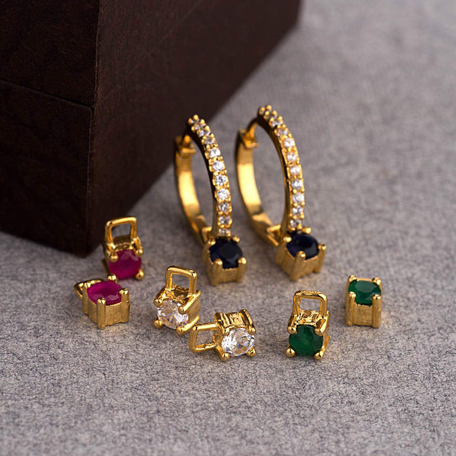 Riara - Women Gold Plated Huggie Earrings CZ Diamond Small Huggie Hoop ...