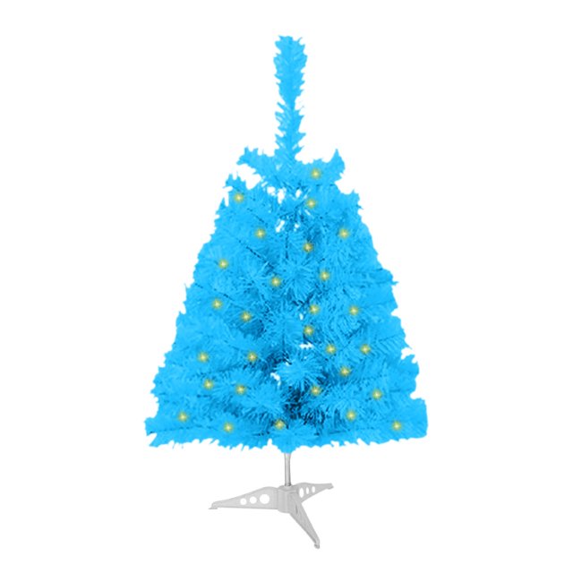 Blue M Blue Pre-Lit Flocked Pvc Christmas Tree, 60Cm Led Artificial Xmas Tree For Home Decor, With Stand Included
