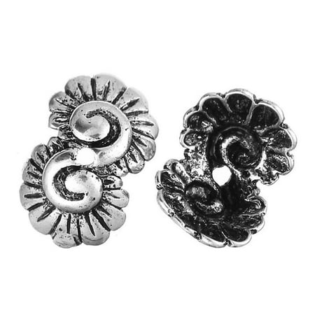 - Sexy Sparkles 4 Pcs Copper Bead Caps Flower Shell Shape Antique Silver 12mm