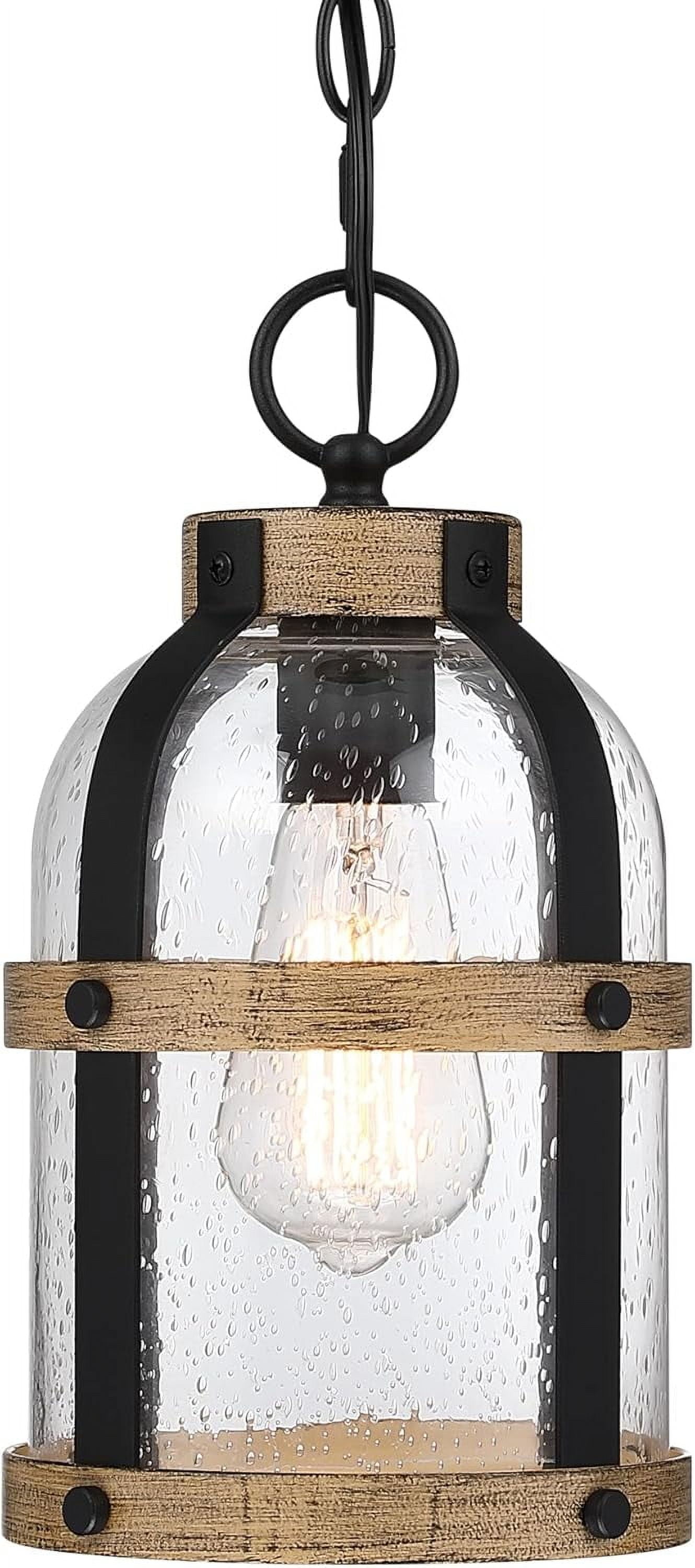 VIANIS Extra Large Outdoor Pendant Light – 11.3” Bronze Chandelier With Seeded Glass, Waterproof & Anti-Rust For Porch, Patio, Or Entryway