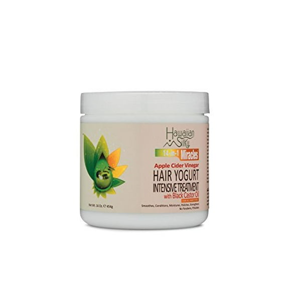 Hawaiian Silky Hawaiian silky 14-in-1 miracles hair yogurt intensive treatment with black castor oil 16 ounce, White, 16 Ounce