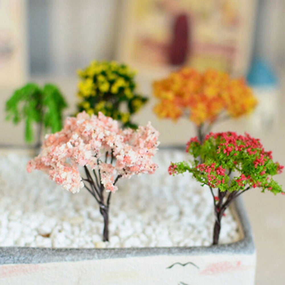 Miniature Sakura Tree Plants Dollhouse Fairy Garden Ornament Decor DIY Accessory 
