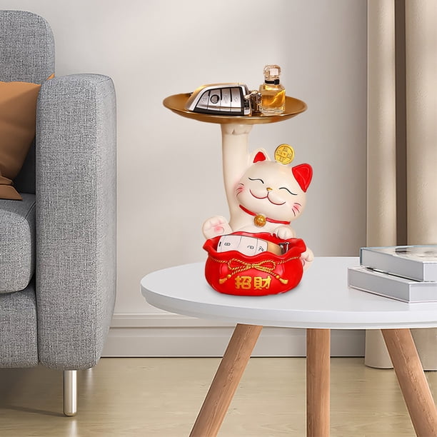 Bandeja De Almacenamiento De Llaves Fortune Cat Bandeja de almacenamiento creativa, estilo Neo chino, bonita bandeja de gato de la fortuna, regalos de inauguración de la casa