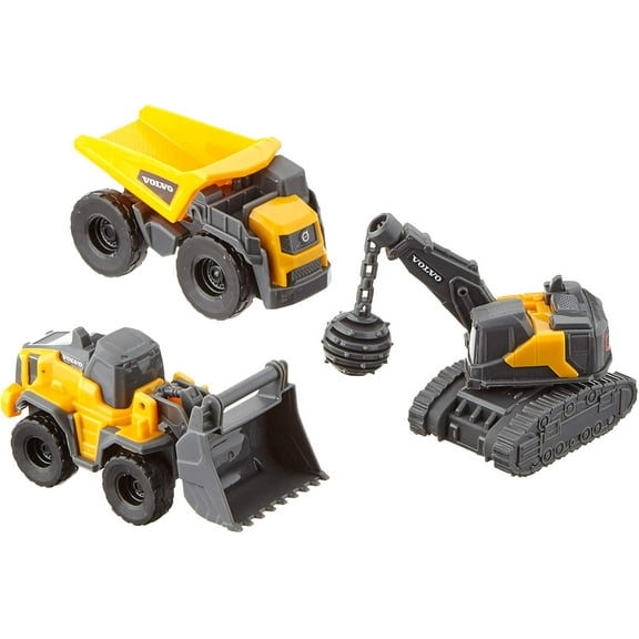 Dickie Toys Volvo Micro Builders Set of 3 Toy Set Construction Site Excavator Set of 3 Construction Vehicles 2 Different Designs Random Selection Construction Vehicles Children Construction Site