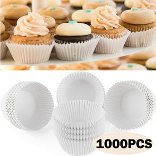 Travelwant 50pcs Jumbo Cupcake Liners Greaseproof Paper - Food Grade Odorless Muffin Baking Cups Cupcake Wrappers for Wedding Birthday, Natural, White