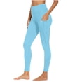 thumbnail image 2 of YHAJDS Women Yoga Pants Solid Color Hip Lifting Stretchy Leggings With Pockets Sports Daily Long Trousers for Women, 2 of 9
