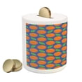 thumbnail image 2 of Orange Piggy Bank, Graphic Ripe Citrus Fruit Pattern with Green Leaves on Blue Background, Ceramic Coin Bank Money Box for Cash Saving, 3.6" X 3.2", Orange Blue and Green, by Ambesonne, 2 of 4