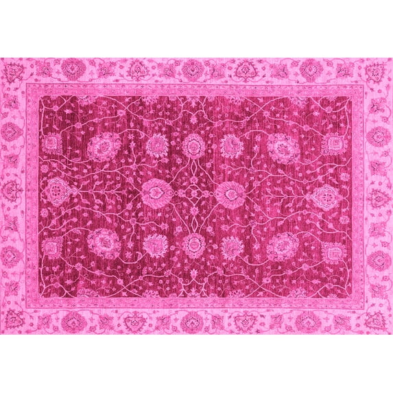 Ahgly Company Indoor Rectangle Oriental Pink Traditional Area Rugs, 7' x 10'