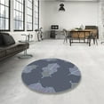 thumbnail image 4 of Ahgly Company Machine Washable Indoor Round Transitional Blue Koi Blue Area Rugs, 5' Round, 4 of 7