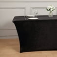 thumbnail image 3 of Balsa Circle 6 ft Black Premium Velvet Rectangular Tablecloth Fitted Table Cover Wedding Linens, 3 of 8
