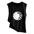 thumbnail image 3 of Women Going Out Summer Tank Tops Casual Printed Loose Series Sunflower Sleeveless Blouse Undershirt,Black,M, 3 of 4