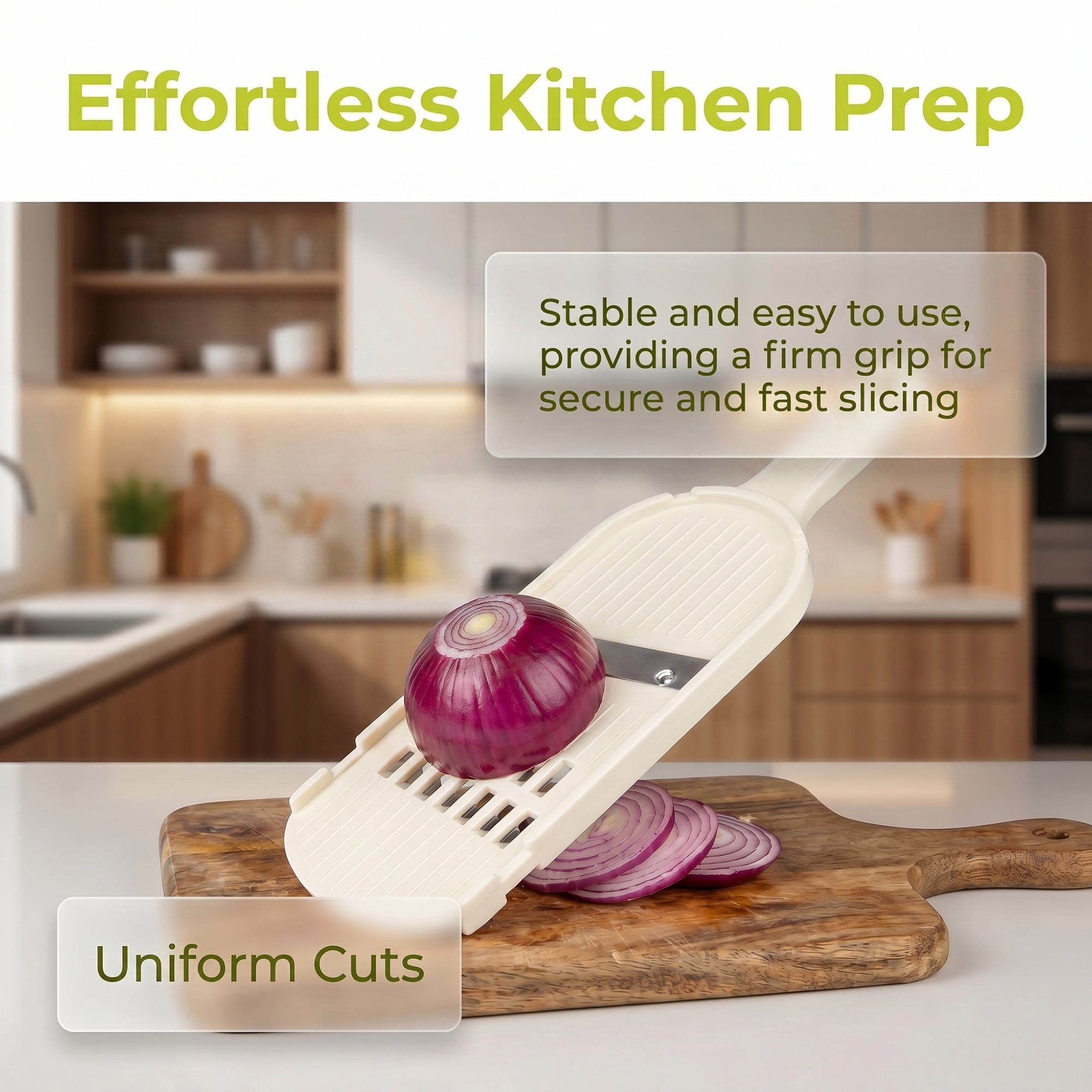 Unique Bargains Multifunctional Mandoline Slicer & Chopper for Kitchen Beige 12"x3.3"