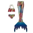 thumbnail image 1 of Luvoko Child Girls Color Block Bikini Set with Shorts, Mermaid Tale Girls Skirt Sets Low Rise Cheeky Bikini Bottom Girl Bathing Suits 3 Piece Swimsuits Print Bathing Suit with Shorts(Blue,6-7 Years), 1 of 4