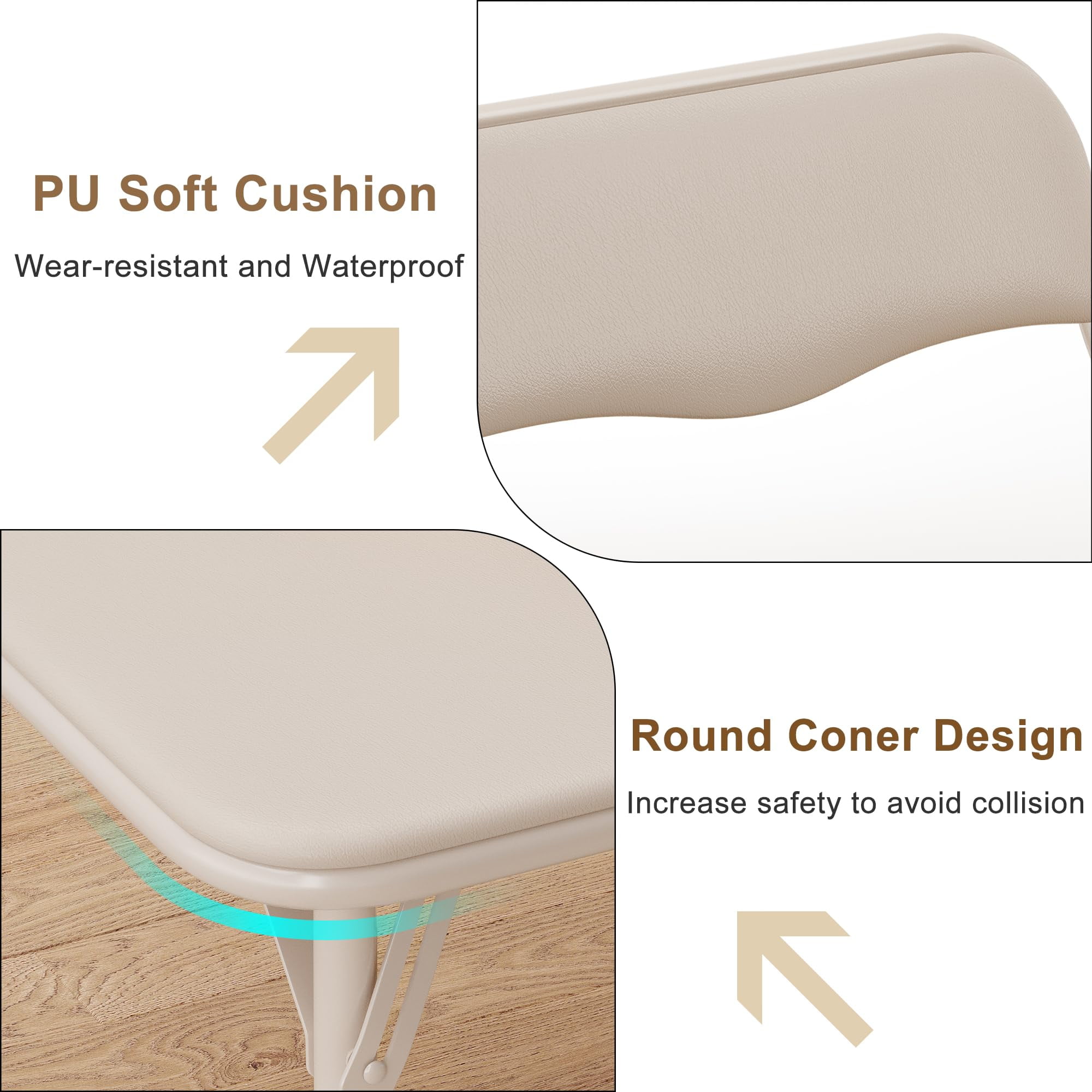 Kselythan Kids 3 Pieces Folding Table and Chairs Set, Boys and Girls Square Table Set with 2 PU Soft Cushion Chair for Eating Reading Playing