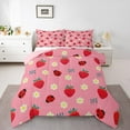 thumbnail image 2 of Erosebridal Cute Strawberry Bedding King Comforter Set, Kawaii Ladybug Down Comforter, Cartoon Flower Decor, Reversible 3pcs, 2 of 7