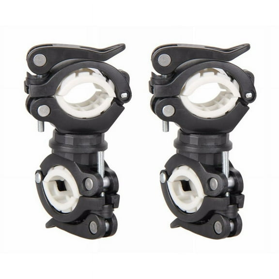 2X 360 Degree Rotating Cycling Bike Light Double Holder LED Front Flashlight Lamp Pump Handlebar Mount Holder,2 x 360 degree bicycle light bracket,black & white