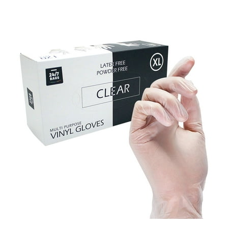 

120 Disposable Clear Vinyl X-Large Gloves BPA-Free Latex Free Powder Free Non Sterile