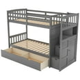 thumbnail image 4 of Harper & Bright Designs Stairway Bunk Beds with Trundle Twin Over Full/Twin with Storage Shelf Wood Bed Bedroom with Full-Length Guard Rail Easy Assembly, 4 of 13