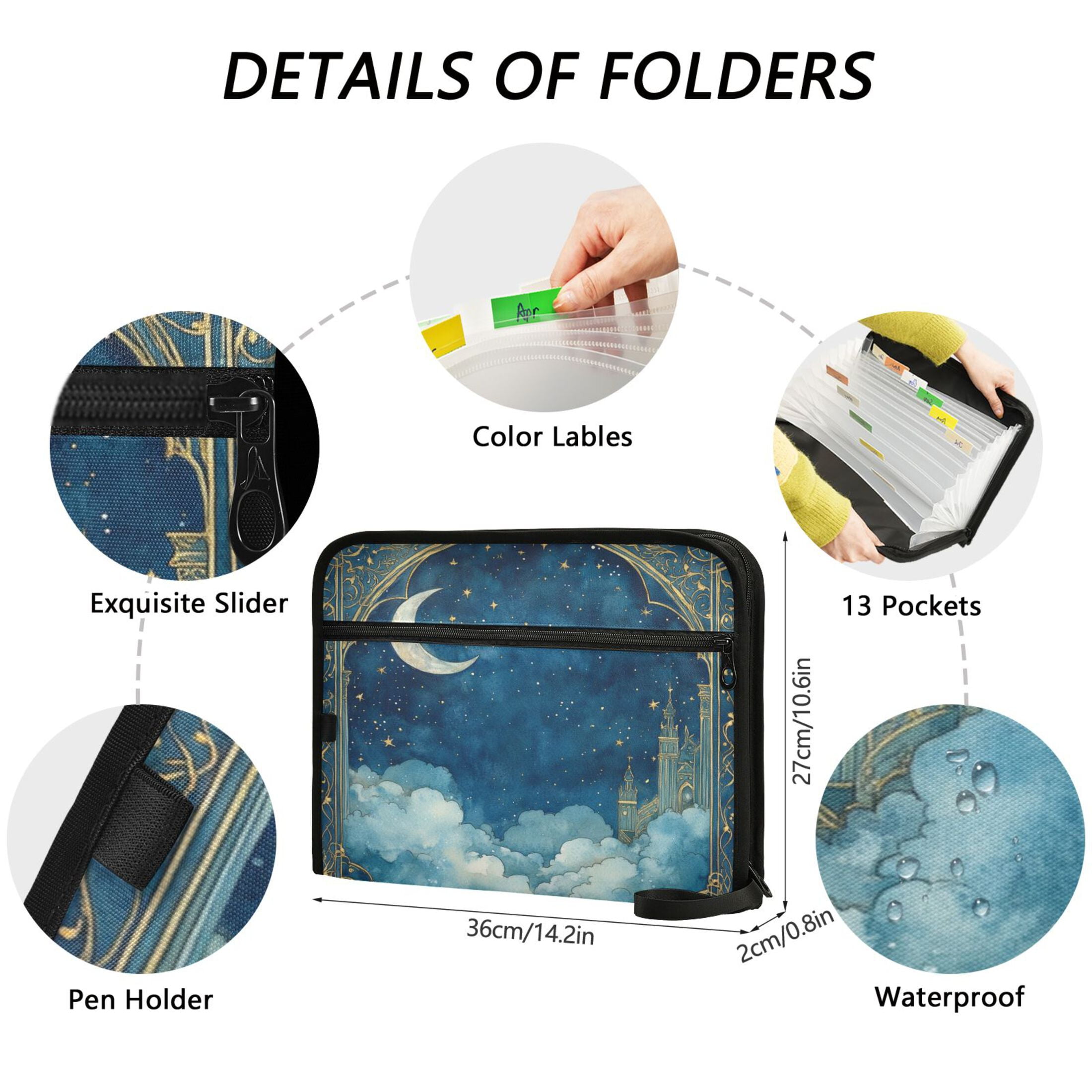 WOBOGO Fantasy Palace Expanding File Folder Letter Size Accordion Filing Organizer 13 Pocket Separate Organ Pocket