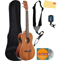Kala KA-BE Mahogany Baritone Acoustic-Electric Ukulele with Gig Bag, Strap, Tuner, Austin Bazaar Instructional DVD, and Polishing Cloth