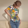 thumbnail image 3 of Kdxio Hawaiian Style for Women's Short-Sleeved Onesie Stylish Round Neck Pajamas Bodysuit Jumpsuit Nightwear-X-Large, 3 of 7