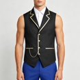 thumbnail image 5 of LEKWK Mens Victorian Vest Vintage Prince Costume Renaissance Gothic Gold Trim Chain Waistcoat Costume Cosplay Halloween Themed Party Fancy Dress, 5 of 9