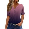thumbnail image 2 of Blczomt Short Sleeve Women Tops V Neck Casual Shirts Trendy Summer Blue Gradient Womens Spring Blouses, 2 of 5