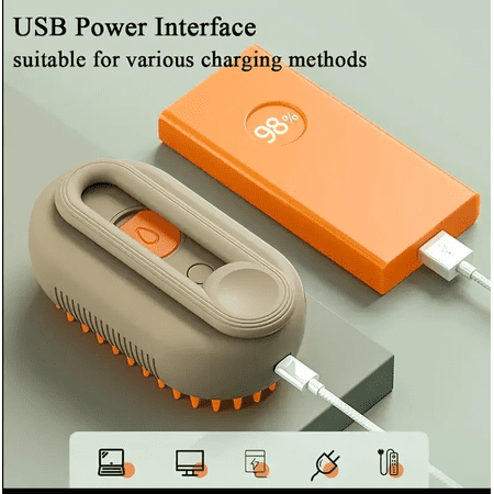 猫ブラシ 蒸し 猫蒸し スチーム ブラシ 長毛 短毛 ペット 猫 犬 蒸気 充電器 USB スチーム ブラッシング マッサージコーム