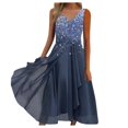 thumbnail image 1 of EIMELI Robe Décontractée pour Femmes Robe en Chiffon Col en V Sans Manches Vêtements pour Femmes m Argent, 1 of 3