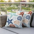 thumbnail image 6 of 2 Pack Outdoor Waterproof Throw Pillow Covers,Marine Starfish Shell Coral on White Decorative Square Patio Pillowcases for Chair Couch Sofa 16x16in, 6 of 9