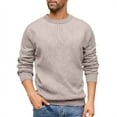 thumbnail image 2 of Zedker Men's Sweaters Casual Crewneck Long Sleeve Shirts for Men, Comfy Slimmer Pullover Knitter Fall and Winter Thermal Tops,Beige,L, 2 of 6