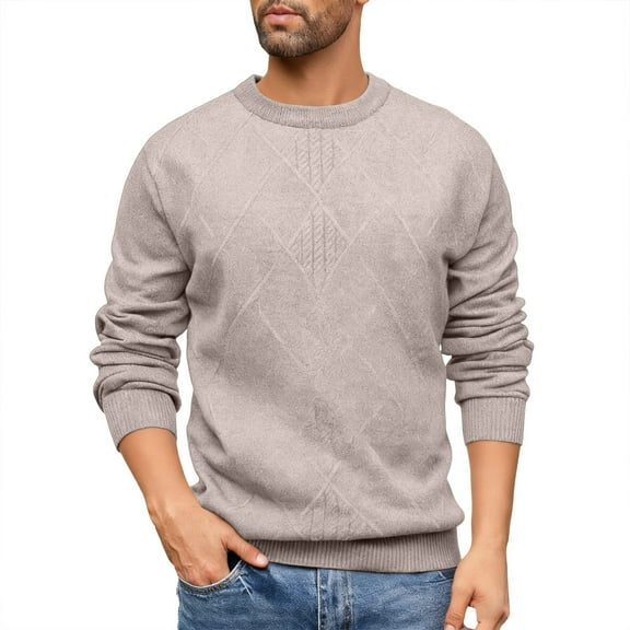 Betivan Mens Fall Winter Sweater Crewneck Knit Sweaters Casual Waffle Pullover Sweater for Office Indoor, Weekend Shopping, Dinners, Home