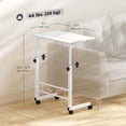 thumbnail image 2 of Bureau Mobile à Hauteur Réglable - Table d'Appoint Blanche Roulante pour Sofa, Lit, Salon - Table Compacte Autoportante pour Portable avec Roulettes - 23,5” x 15,8”, 2 of 7