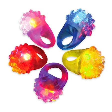 Trading Places Christmas Party Novelty Place Party Stars Flashing LED Bumpy Jelly Ring Light-Up Toys (12 Pack) ()