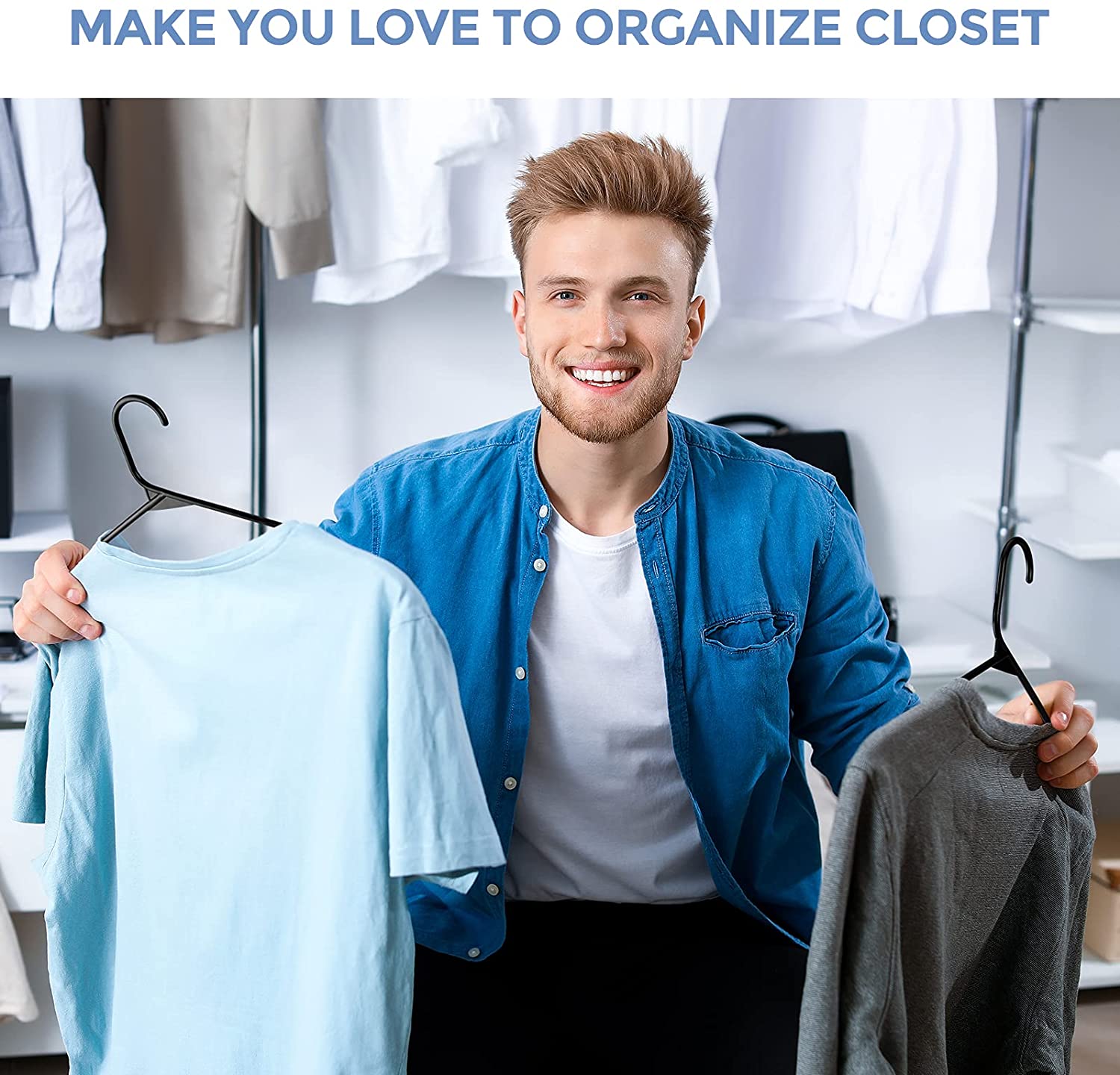 Cozymood Black Plastic Hangers 60 Pack, Space-Saving photo 6