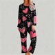 thumbnail image 4 of RKSTN Valentine's Gifts Pajamas Set for Women Oversized Crewneck Valentine's Day Loves Heart Graphic Printed Loungewear Matching Set Womens Casual Loose Long Sleeve T Shirt and Pjs Pant 2 Piece Set, 4 of 6