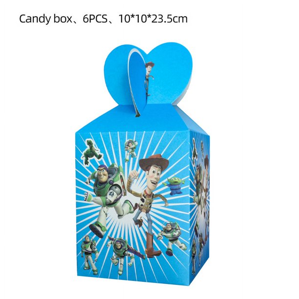 Toy Story decoración de fiesta de cumpleaños, vajilla desechable con globos de Buzz Lightyear, plato de papel, taza, manteles, suministros para Baby Shower(candy box-6pcs