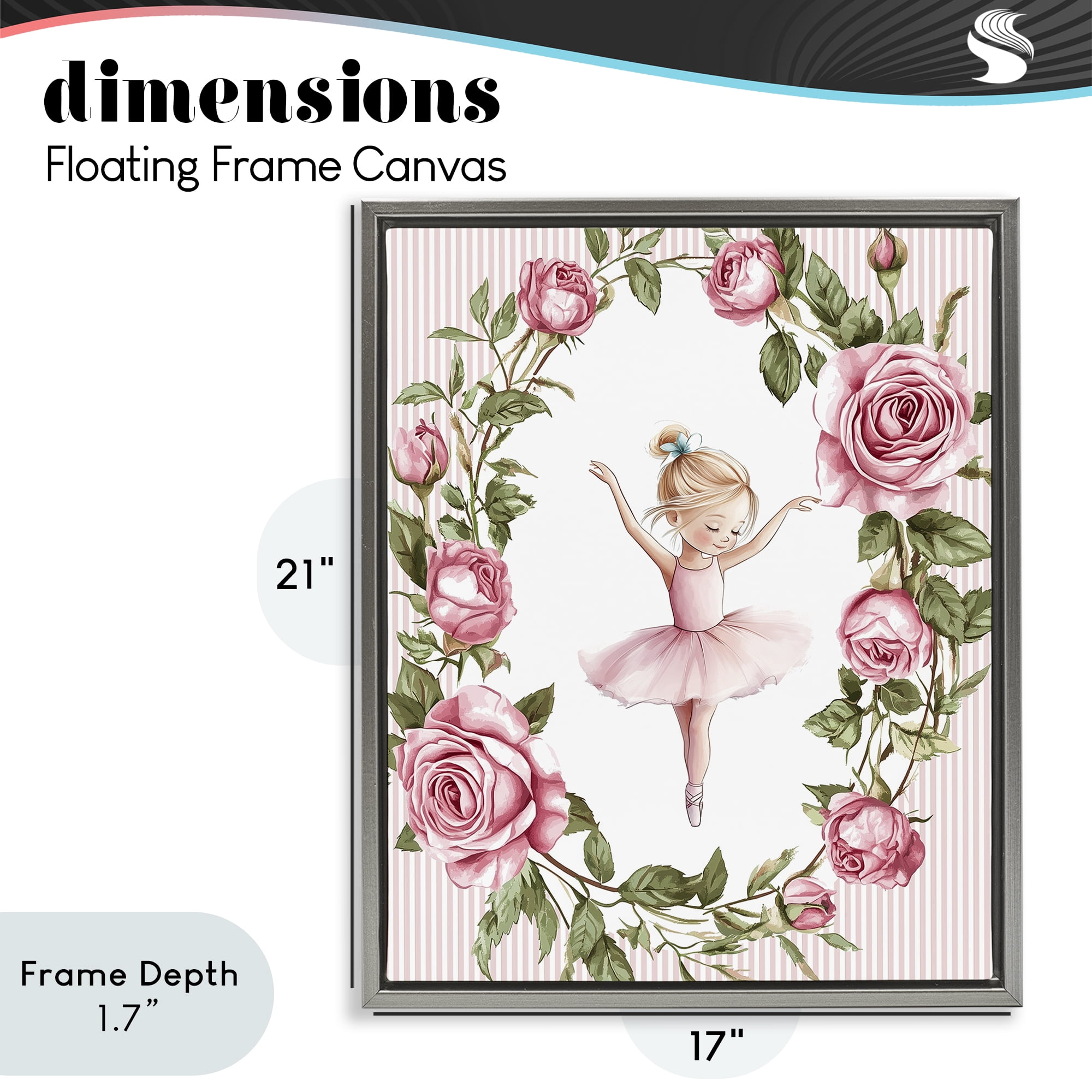 Stupell Industries Little Rose Dance Gray Framed Floater Canvas Wall Art, design by Christine Simpson Art