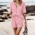 thumbnail image 6 of Womens Pajama Sets 2 piece Summer 100% Cotton Short Sleeve Button Down Top & Shorts, 6 of 9