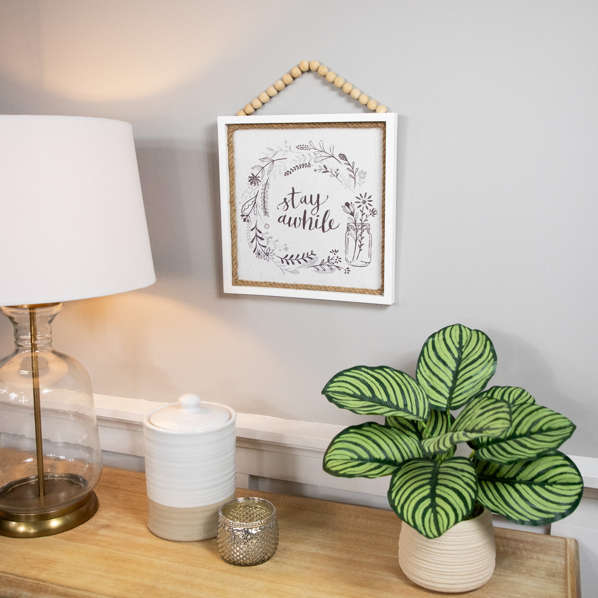 Northlight Floral Stay Awhile Framed Wall Sign - 11.75"