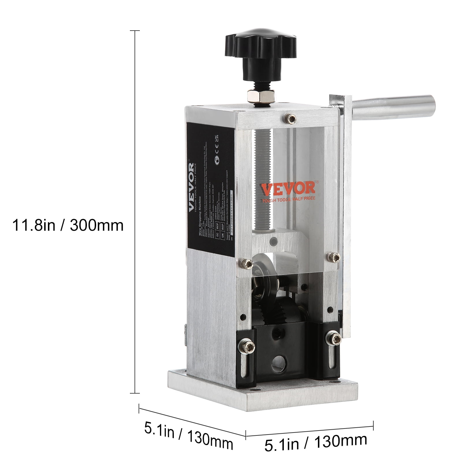 VEVOR Wire Stripping Machine,Wire Stripper with Hand Crank or Drill Powered,0.06''-1.18'' Copper Wire Stripper,Visible Stripping Depth Reference,Portable Aluminum Frame Wire Peeler