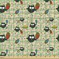 thumbnail image 2 of Ambesonne Cartoon Fabric by the Yard Upholstery, Hungry Owls Eating, 1 Yard, Black Multicolor, 2 of 5